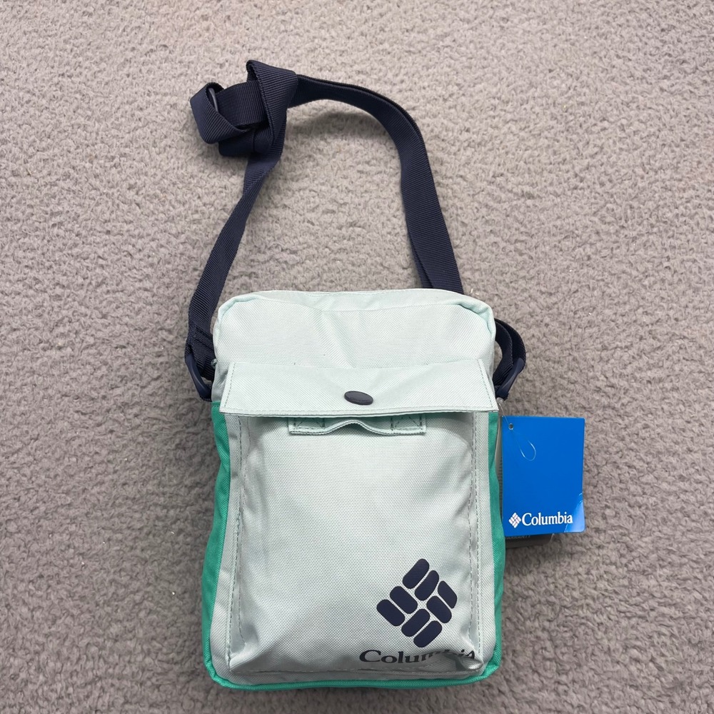 NWT Columbia UU0151-329 Zigzag Side Bag Icy Morn /‎ Electric Turquoise Crossbody
